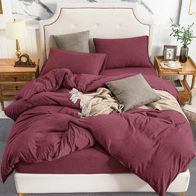 Contemporary PURE ERA Jersey Knit Duvet Cover Set T-Shirt Cotton Super Soft Comfy 3pc High-Quality