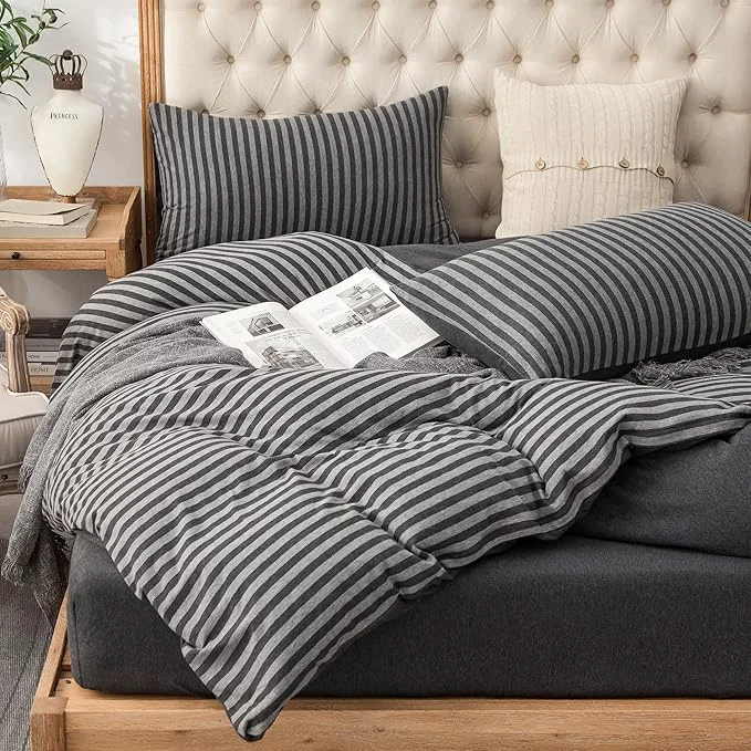 Professional PURE ERA Jersey Knit Duvet Cover Set T-Shirt Heather Cotton Super Soft Modern