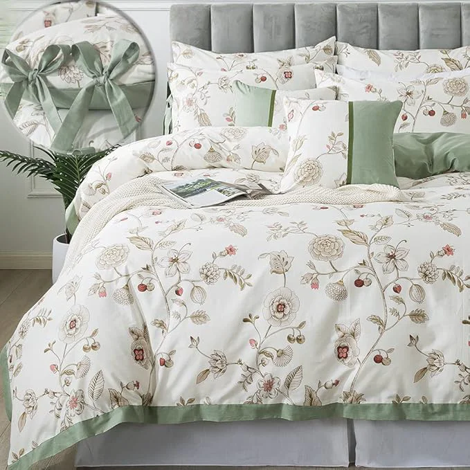 Durable FADFAY Twin XL Duvet Cover Set Floral Bedding Set Cotton College Bedding Easy-to-Use