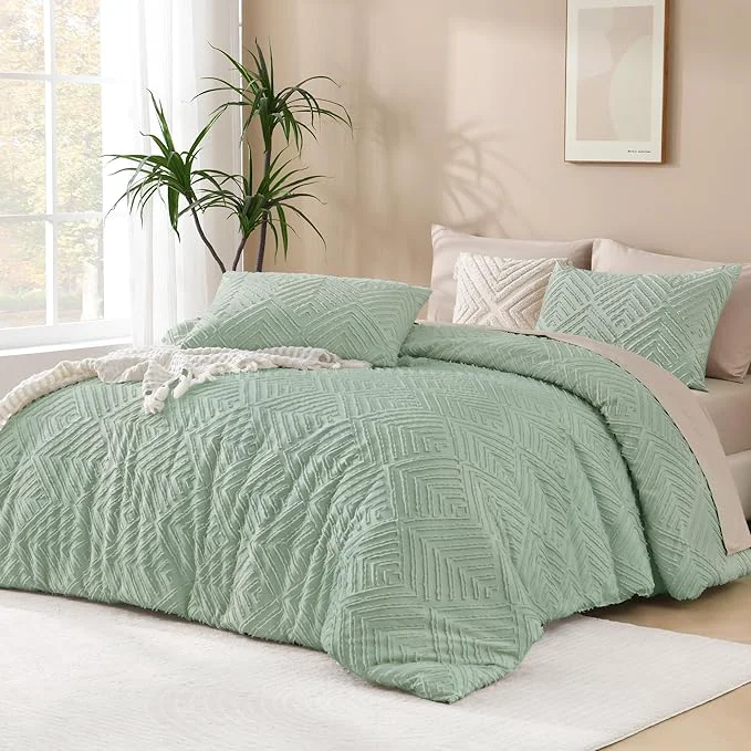 Exclusive Andency Oversized King Comforter Set 120”x120” 3 Pieces Sage Green Super Proven
