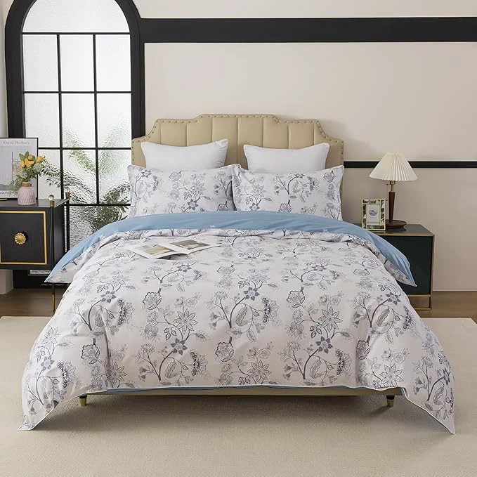 Sophisticated FADFAY Duvet Cover Set Queen Floral Bedding Percale Cotton 600 TC Classical Quality