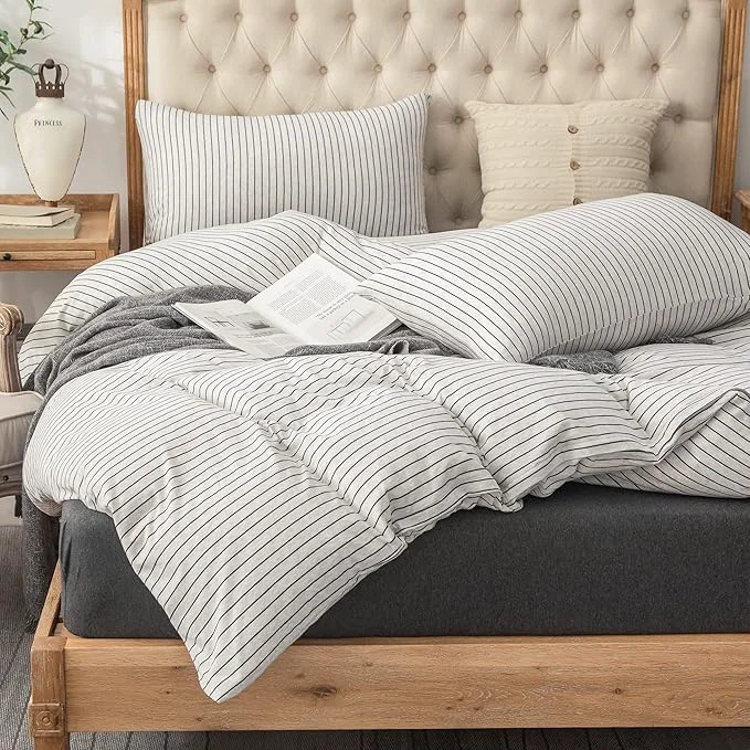 High-End PURE ERA Jersey Knit Duvet Cover Set T-Shirt Heather Cotton Super Soft Detailed