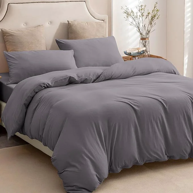 Flexible PURE ERA Jersey Knit Duvet Cover Set T-Shirt Cotton Super Soft Comfy 3pc Advanced