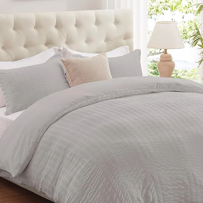 Secure Cozyide Light Grey Duvet Cover Full Size 3 Pieces Bedding Duvet Covers Innovative