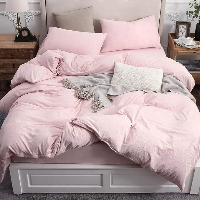 Contemporary PURE ERA Jersey Knit Duvet Cover Set T-Shirt Cotton Super Soft Comfy 3pc Natural