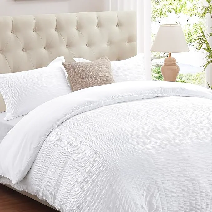 Long-Lasting Cozyide White Duvet Cover Full Size 3 Pieces Bedding Duvet Covers Soft Fine Crafted