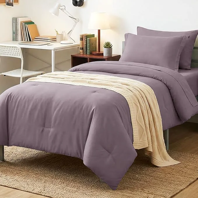 Certified CozyLux Twin XL Comforter Set Dusty Purple 5 Pieces Bed in a Bag Twin Extra World-Class