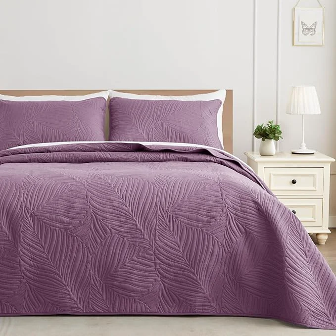 Elegant Exclusivo Mezcla Queen Quilt Bedding Set Lightweight Dusty Lavender Quilts Selected