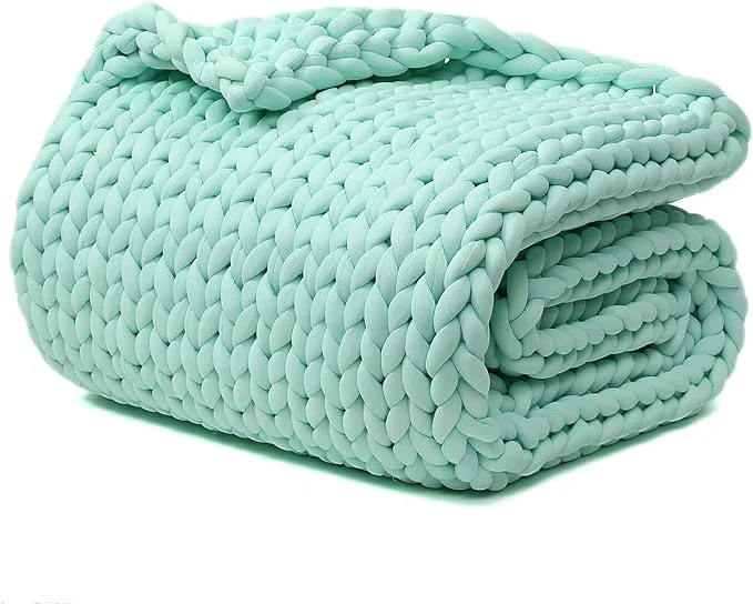 First-Class YnM Cooling Weighted Blanket Handmade Chunky Yarn Knitted Design Temperature Sustainable