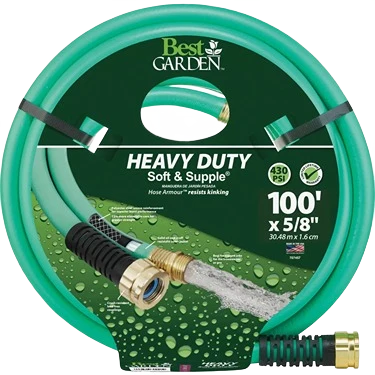 Excellent Garden 5 8 Dia. x 100′ L. Heavy-Duty Soft Supple Garden Hose Healthy
