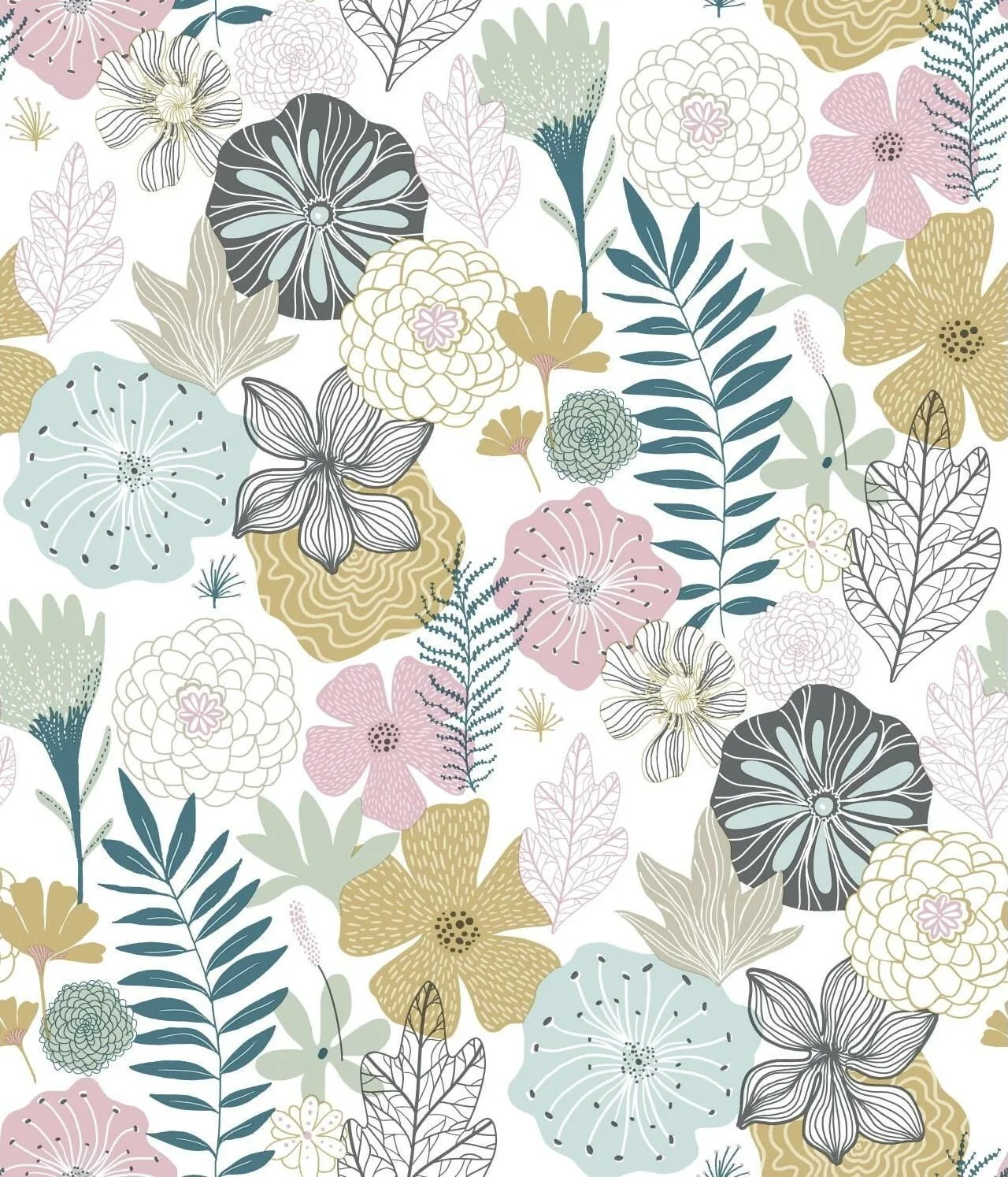 Trendy RoomMates Pink Perennial Blooms Peel Stick Wallpaper Relaxed
