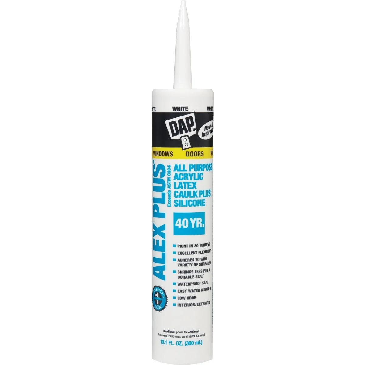 Outstanding DAP Alex Plus White All Purpose Acrylic Latex Caulk Plus Silicone 10.1 oz. Excellent