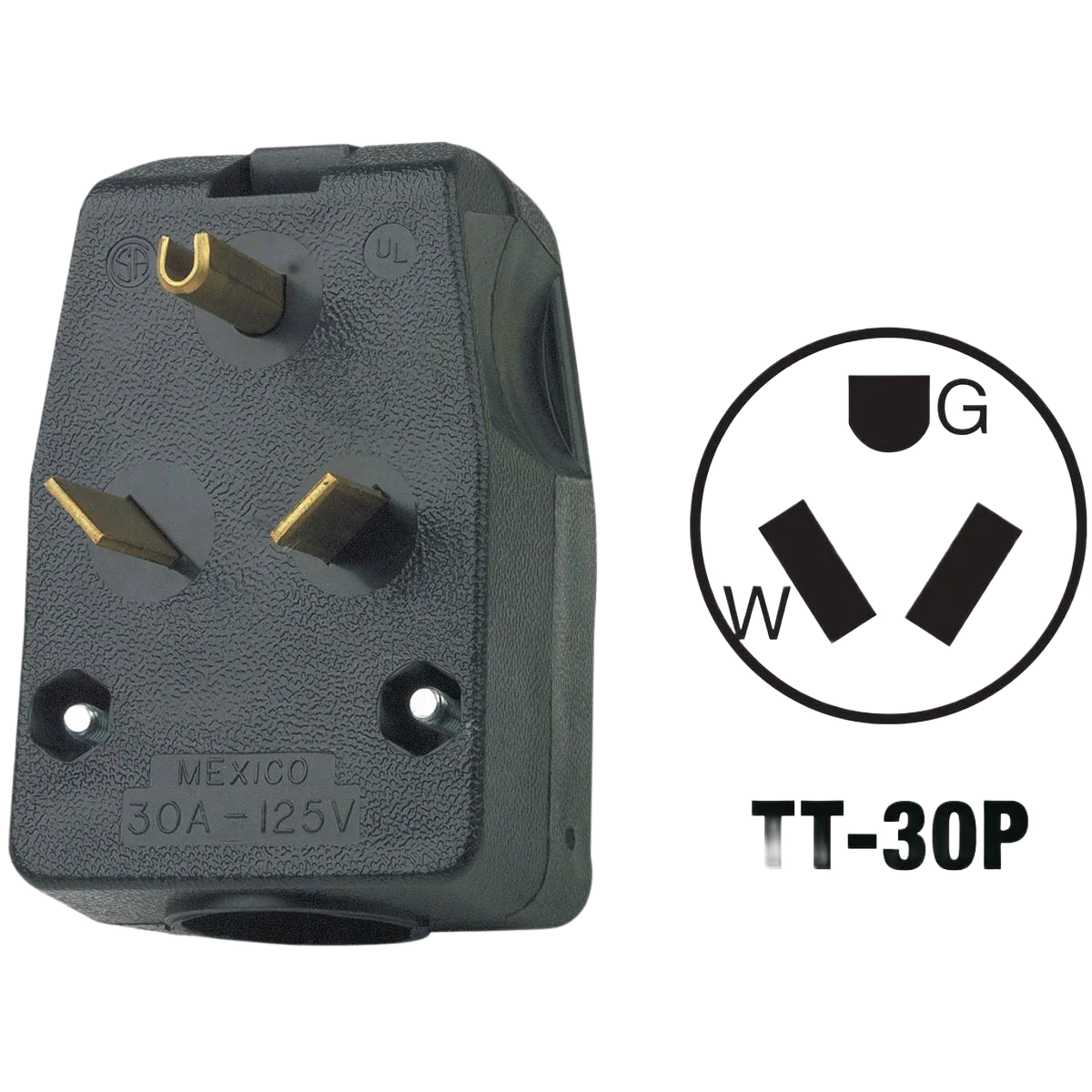 Versatile Leviton 30 Amp 125V 3-Wire 2-Pole Black Angle Power Plug Proven