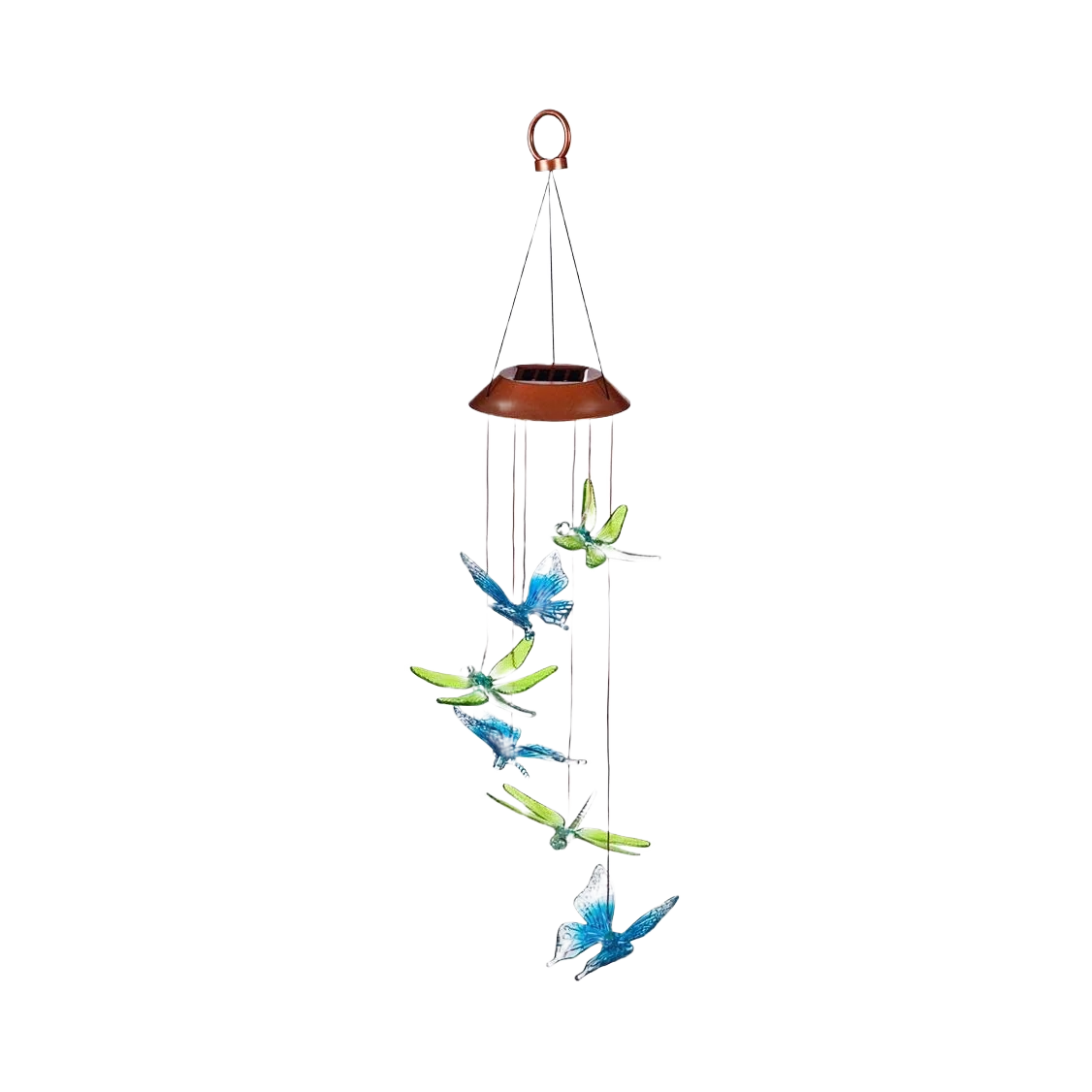 Reliable Evergreen Dragonfly Butterfly Color Changing Solar Mobile 26 in. World-Class
