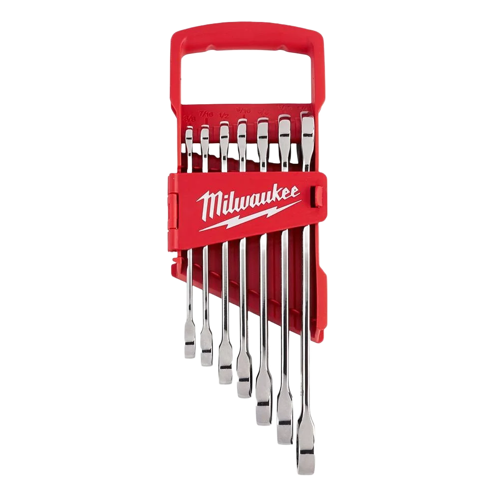 Premium Milwaukee 7-PC Ratcheting Combination SAE Wrench Set Advanced