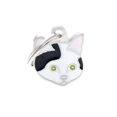 Expertly Made MyFamily White Black European Shorthair ID Tag Contemporary
