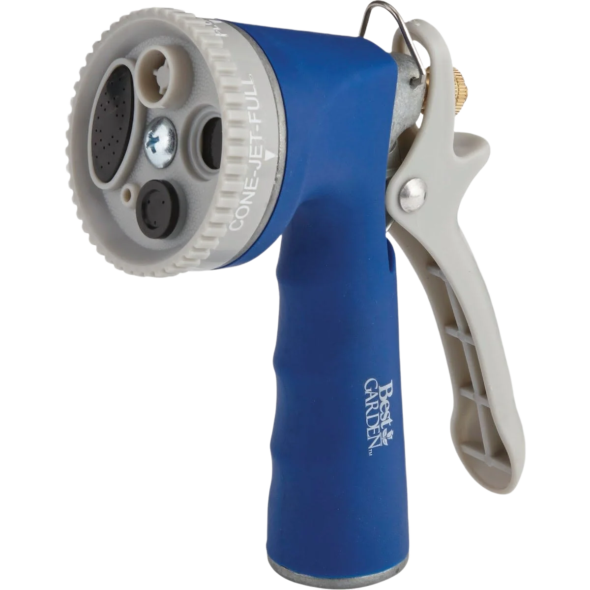 First-Class Garden Metal Blue and Gray 5 Pattern Nozzle with Rubber Comfort Grip Practical