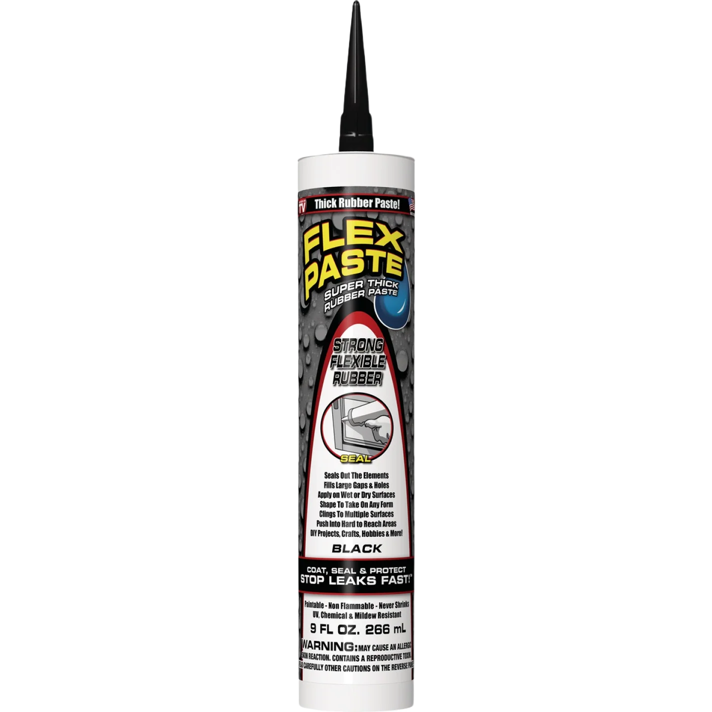Clean Flex Paste Black Rubber Sealant 9 oz. Healthy