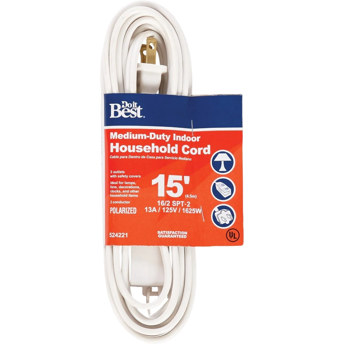 Top-Quality Do it White 16 2 Cube Tap Extension Cord 15 ft. World-Class