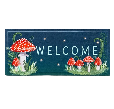 Traditional Evergreen Welcome Friends Mushroom Sassafras Switch Mat Contemporary