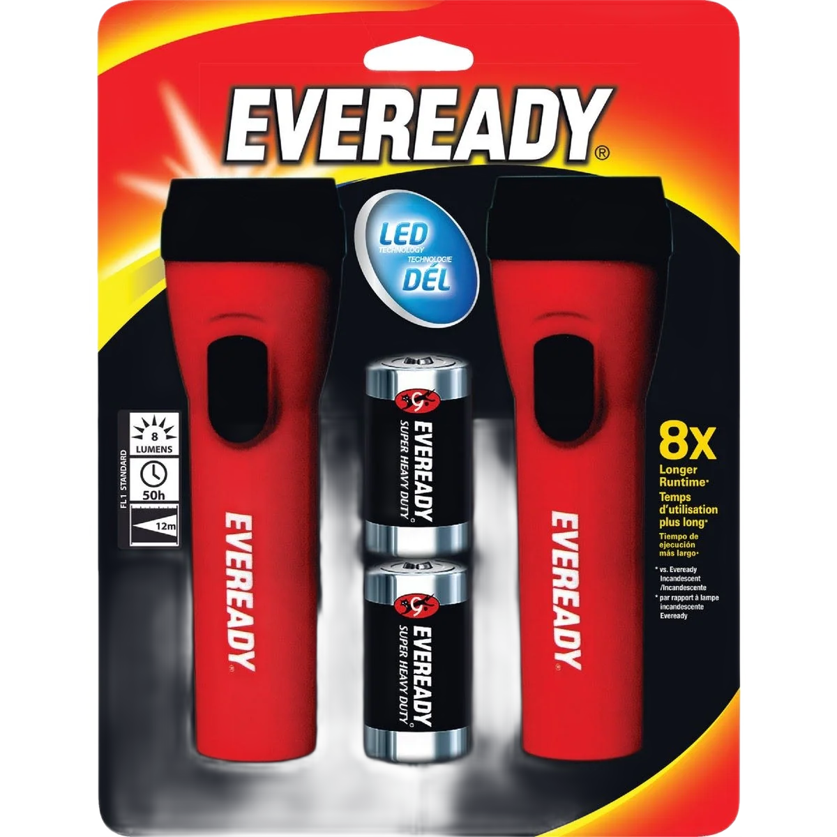 Fashionable Eveready LED Flashlight Set and Batteries Easy-to-Use