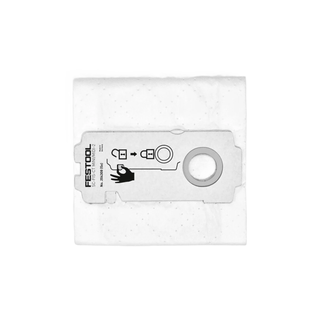 Authentic Festool 204308 SELFCLEAN Filter Bag SC-FIS-CT MINI MIDI-2 5 CT15 Flexible