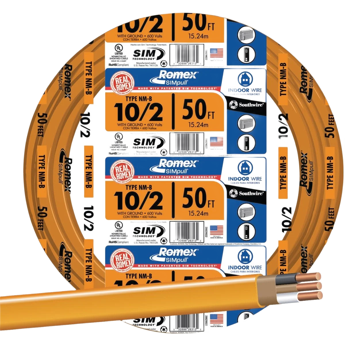 Safe Romex 50 ft. 10-2 Orange Solid NMW G Wire Healthy