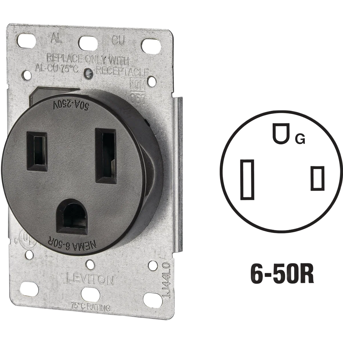 Genuine Leviton 50 Amp Black Flush Mount Welder Power Outlet Effective