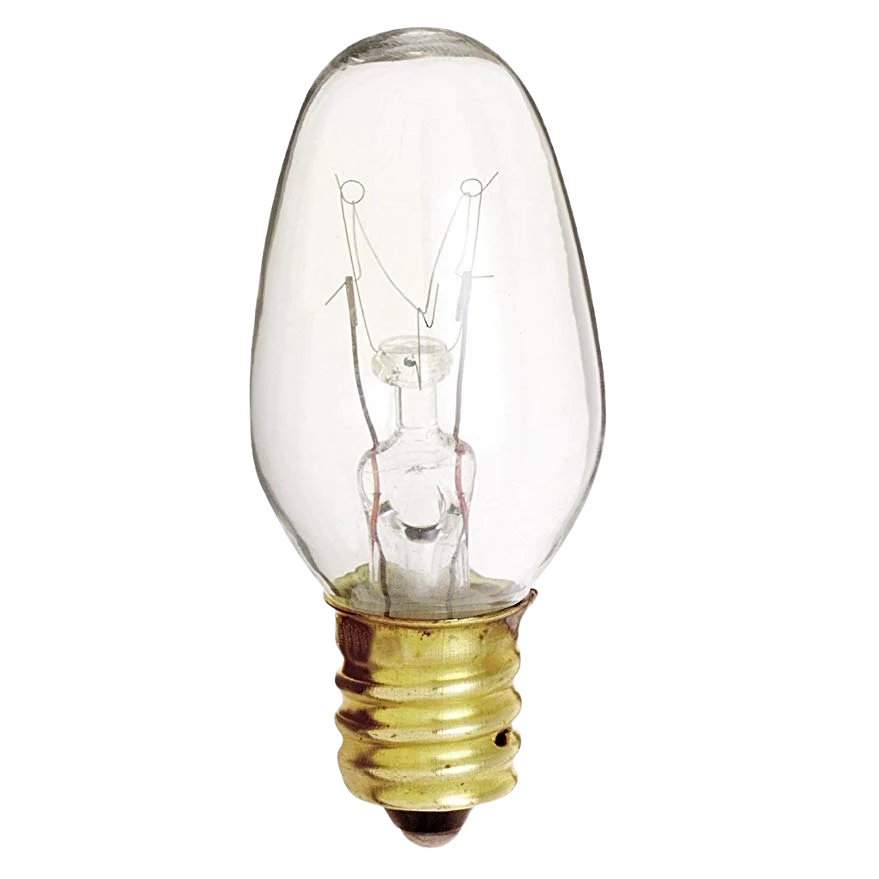 Efficient Satco 7 Watt C7 Incandescent Clear Candelabra Base Light Bulb 4-Pack Traditional