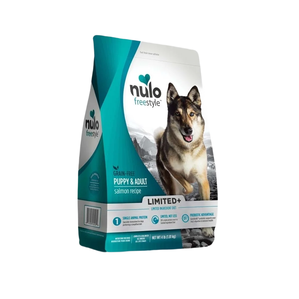 Practical Nulo style High-Protein Salmon Limited Dry Dog Food 4 lb. Original Design
