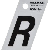 Soft Hillman 1-1 2 in. Black Silver Reflective Mylar Angle Cut Sticker Letter R Stylish