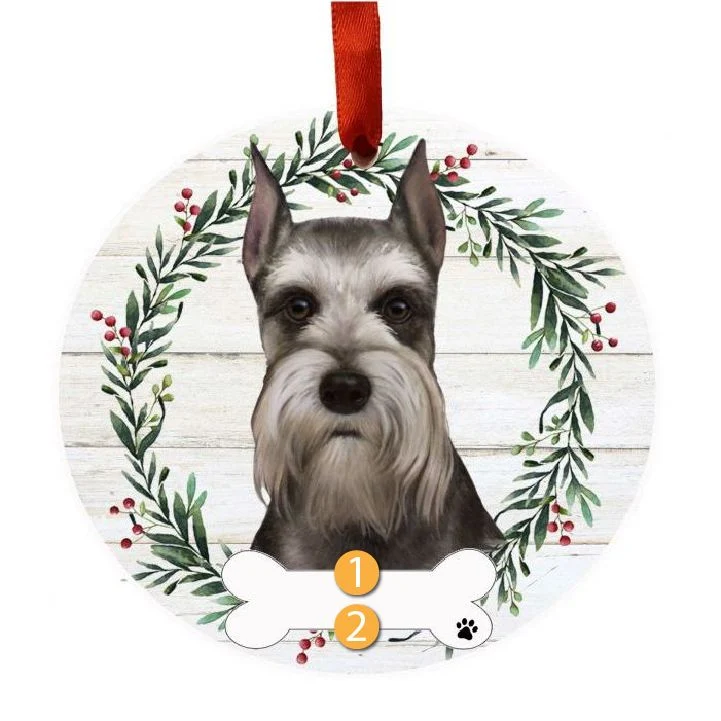 Excellent E S Pets Personalized Schnauzer Face Wreath Ornament Smooth