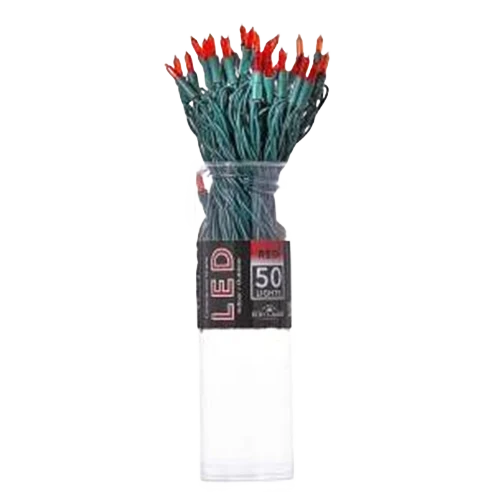 Fashionable Kurt S. Adler Red Miniature Clear LED String Light Set with Green Wire 50 Lights Artisan