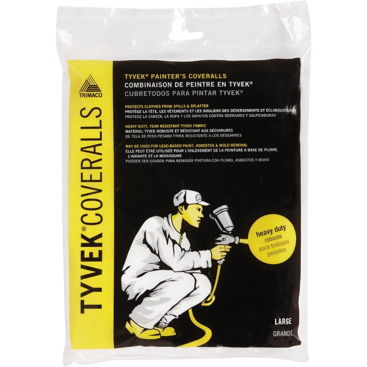 Clean Trimaco White Tyvek Reusable Painter’s Coveralls Large Certified