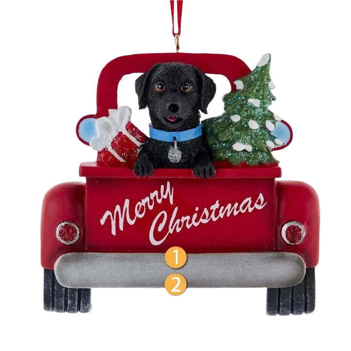 Casual Kurt S. Adler Personalized Merry Christmas Black Labrador In Red Truck Ornament Powerful