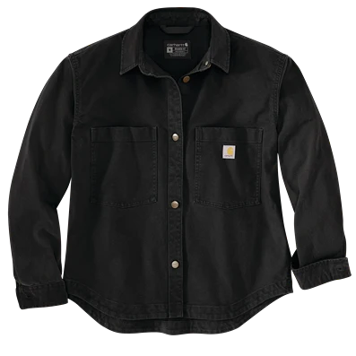 Carefully Designed Carhartt XL Women’s Black Rugged Flex reg Loose Fit Heavyweight Duck Overshirt High-Performance