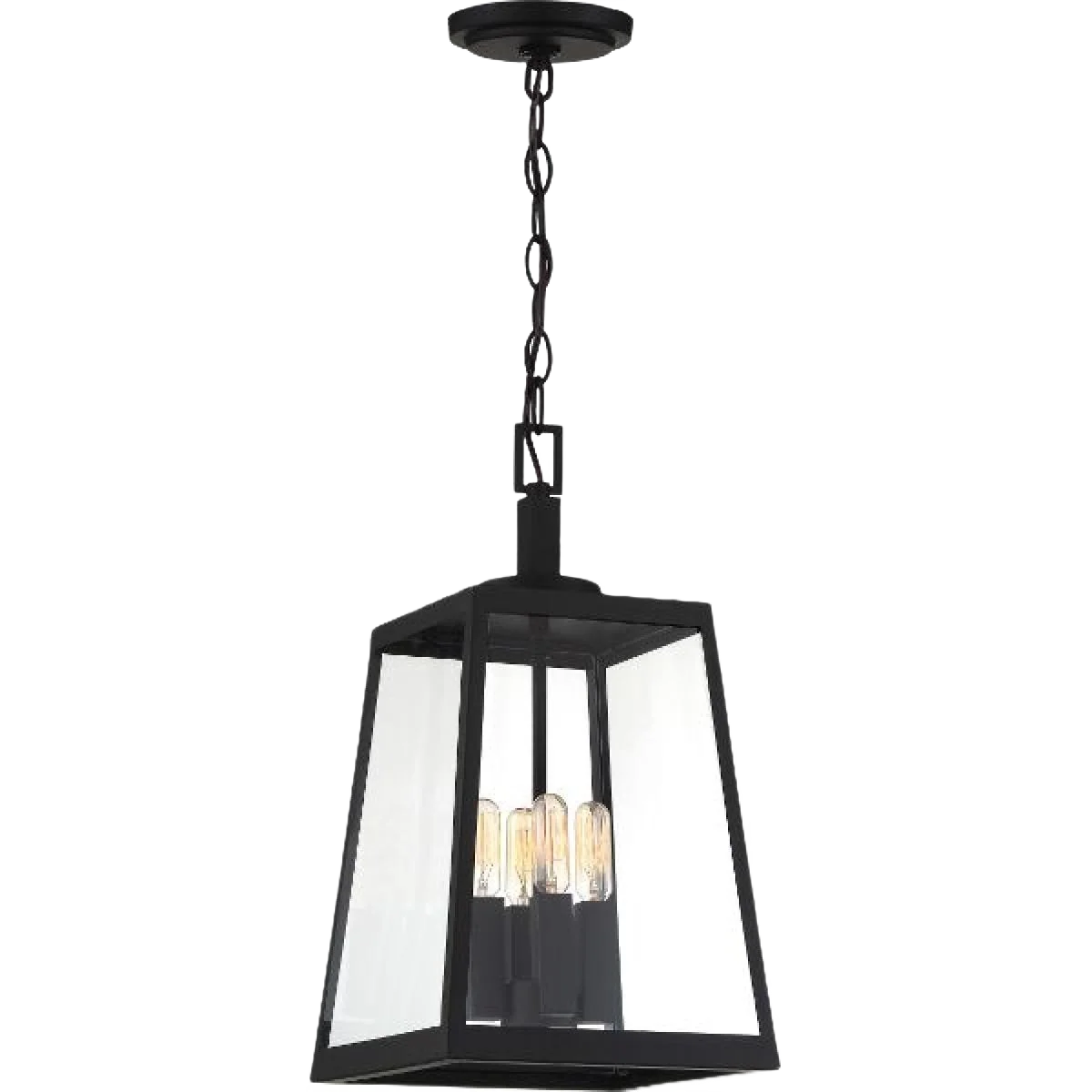 High-Grade Satco Halifax 4-Light Hanging Lantern w Clear Glass Matte Black Finish 17.75 Enhanced