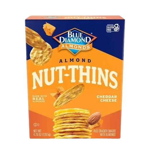 Fine Blue Diamond Almond Nut Thins – Cheddar Cheese – 4.25 oz. Responsible