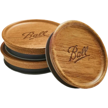 Reusable Ball Regular Mouth Wooden Lids 3 Pack Efficient
