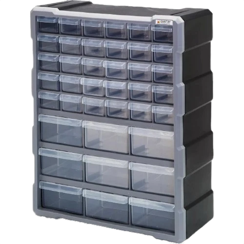 Exceptional Quantum Storage 39-Drawer Clear Plastic Parts Drawer Cabinet Healthy