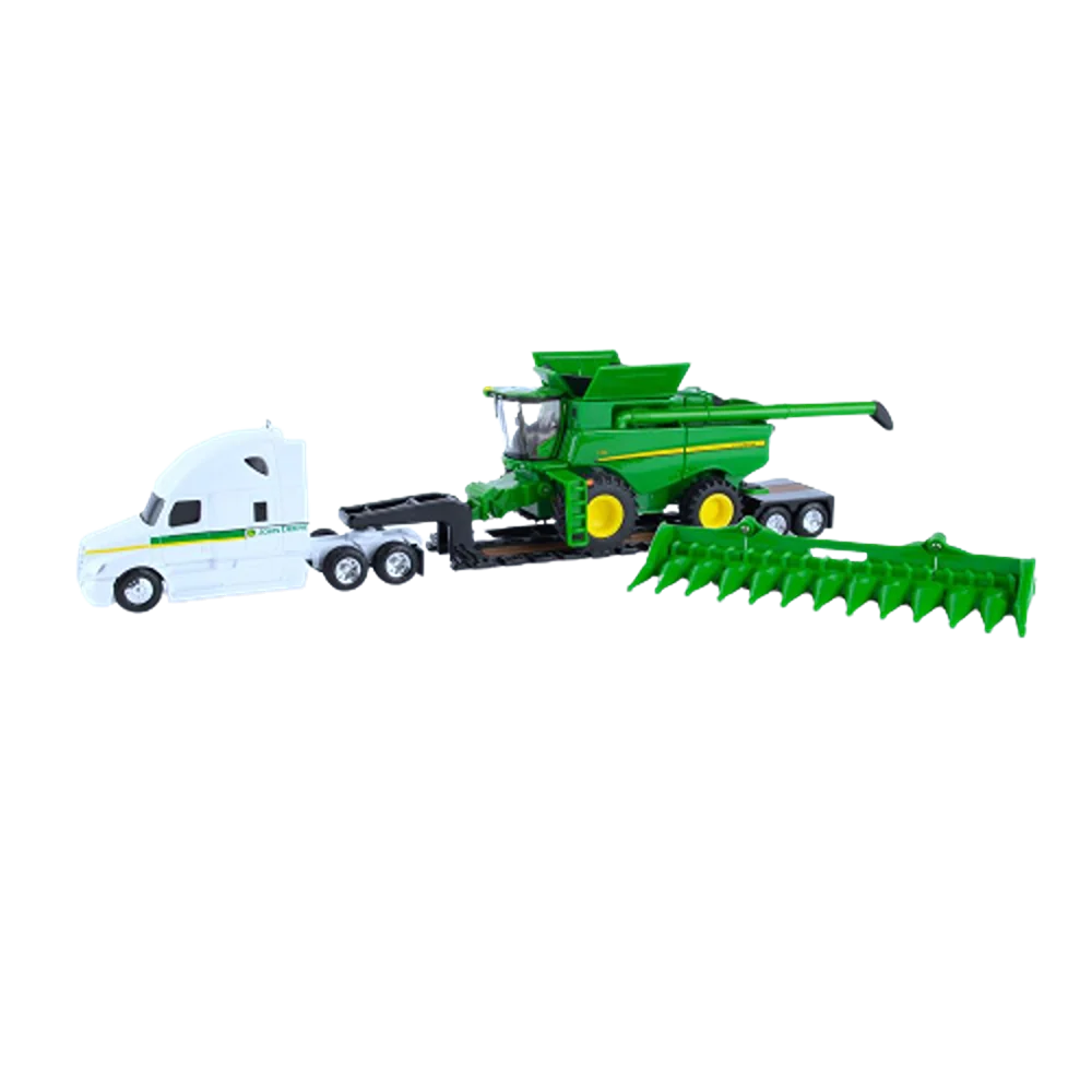 Soft Ertl 1 64 Scale John Deere S780 Combine with Freightliner Semi Lowboy First-Class