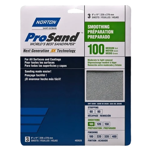 Smooth Norton Prosand 100-Grit Sanding Sheets 3-Pack Easy-to-Use
