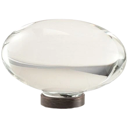 Elegant Amerock Glacio Clear Glass Oil Rubbed Bronze Oval Knob 1.75 in. Functional