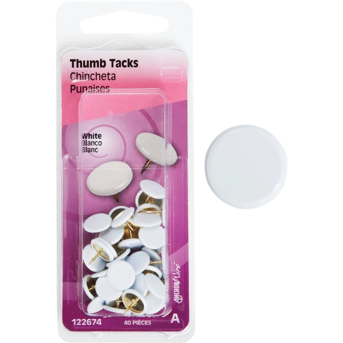 Selected Hillman White 23 64 x 15 64 Thumb Tack 40-Count Classic