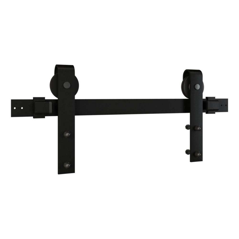 World-Class National Hardware 72 Matte Black Designer Interior Barn Door Kit with Soft Close Green