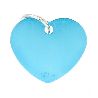 Exclusive MyFamily Large Light Blue Heart ID Tag Luxury
