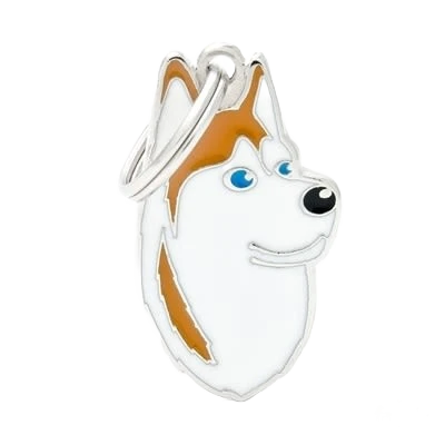 Relaxed MyFamily Brown White Siberian Husky ID Tag Selected