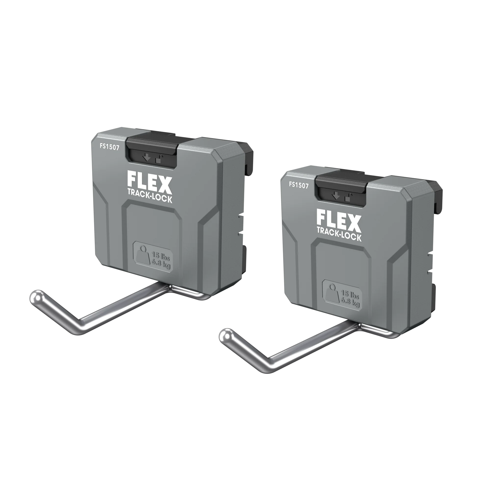 Expertly Made FLEX TRACK LOCK™ Straight Hook 2 Pack Sustainable