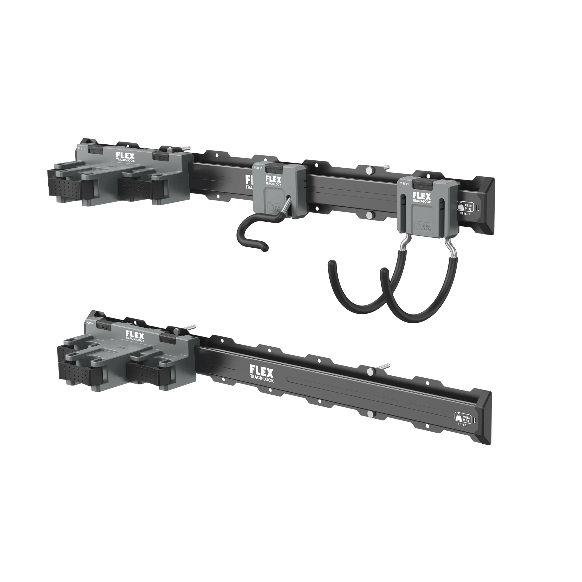 Premium Material FLEX TRACK LOCK™ 6 Pc. Landscaping Tool Wall Storage Set Breathable