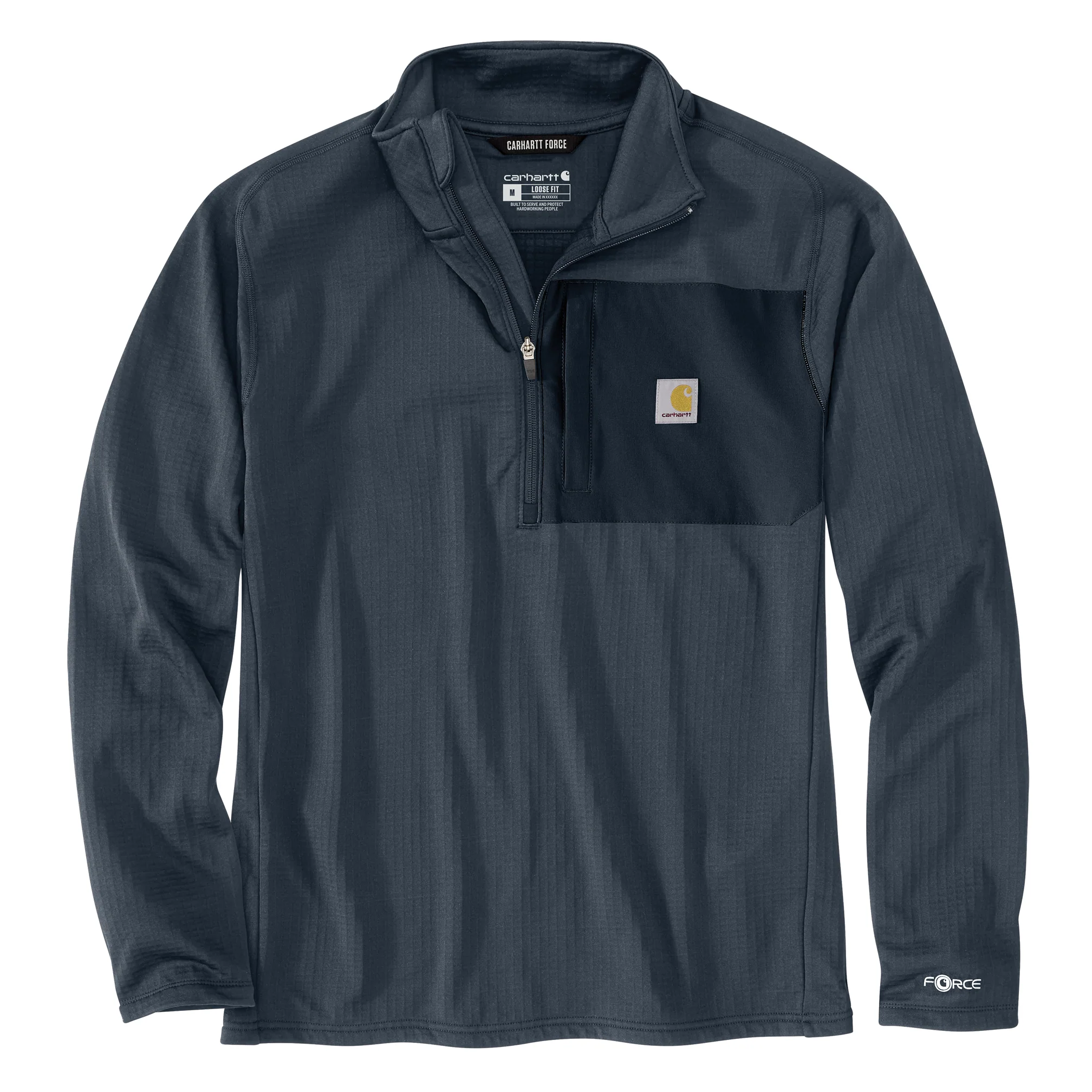 Authentic Carhartt Men’s Force Ironwood Relaxed 1 2-Zip Mock Neck Long Sleeve Fine Crafted